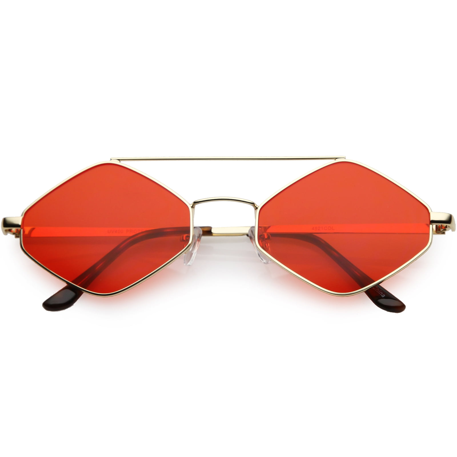 sunglass.la Diamond Shape Sunglasses Metal Crossbar Crossbar Color