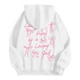 thumbnail image 5 of Fshinging Essentials Women's Hoodie Bow Letter Graphic Long Sleeve Drawstring With Pockets Trendy Clothing, 5 of 7