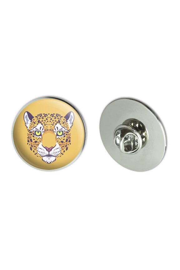 Gold Spotted Leopard Face Metal 1.1" Tie Tack Hat Lapel Pin Pinback