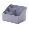 thumbnail image 3 of Caja de almacenamiento de escritorio, estuche de maquillaje con 4 compartimentos, organizador de mesa gris azul, 3 of 9