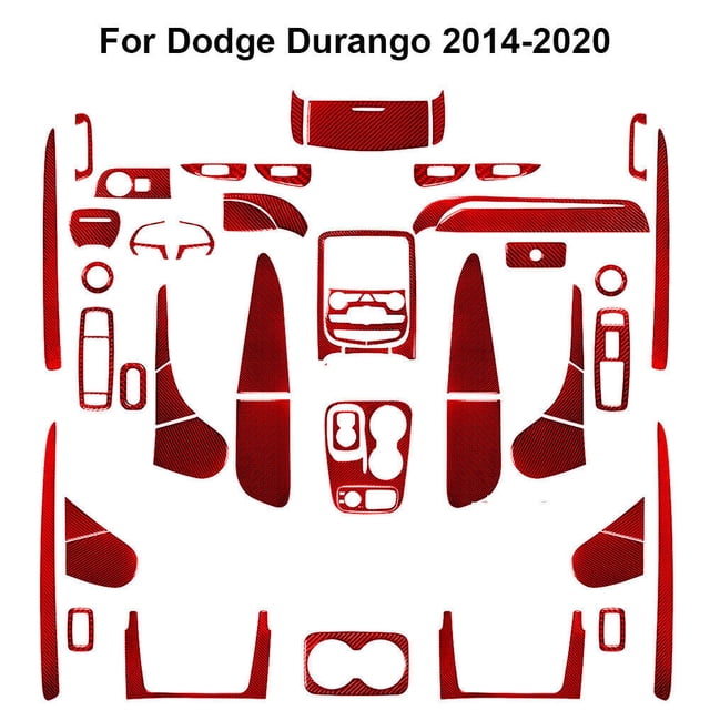 Real Bright Soft Car Interior Carbon Fiber Sticker Decoration51Pcs Red Carbon Fiber Full Interior Kit Cover For Dodge Durango 2014-2020Auto Car Protection Interior Accessories
