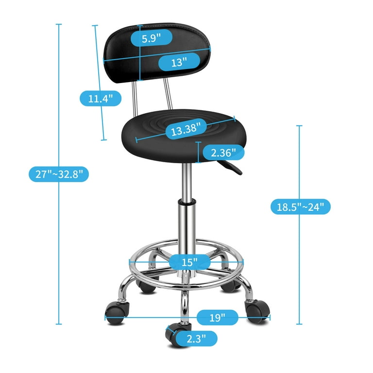 Ktaxon Office Salon Stool Chair with Backrest, Adjustable