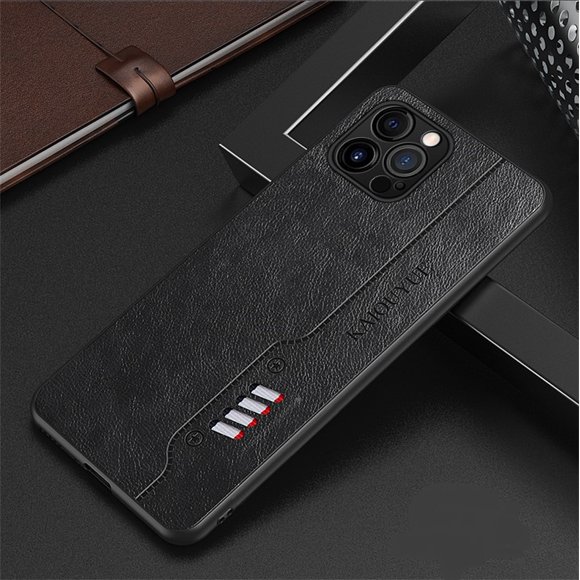TONDAR Fashion Leather Texture Shockproof Case Ultra Light Back Cover for iPhone 13 Pro (Black)