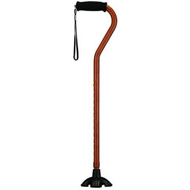 NOVA Sugarcane, Walking Cane with Quad Tip and Carrying Strap, Stand Alone Cane, Walnut Grain Design