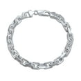 thumbnail image 1 of Men's 10MM Thick Solid Heavy .925 Sterling Silver Anchor Oval Forzata Chain Link Bracelet Made In Italy 8.5 Inch, 1 of 4