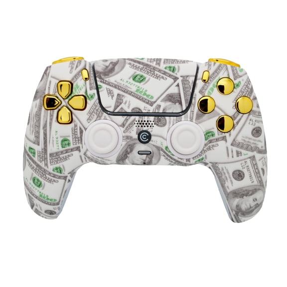 Custom Wireless Controller Compatible with PS5 - Multiple Designs Available (Money & Gold Inserts)