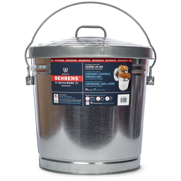 Behrens 10Gallon Galvanized Steel Locking Lid Storage Can Walmart