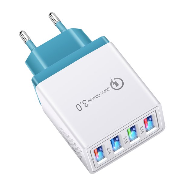 4 Puertos USB Charger Quick QC 3.0 Adaptador Pared Carga Rápida para