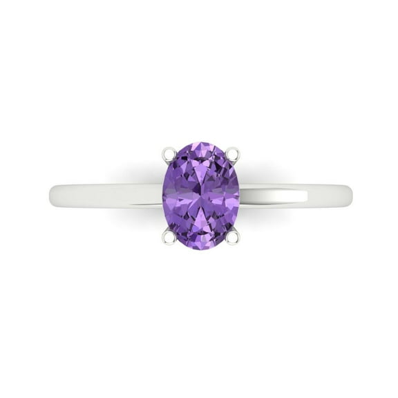 Solitaire Engagement Ring for Women - 1ct Simulated Alexandrite in 18K White Gold Promise Ring