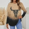 thumbnail image 2 of USSUMA Ladies Autumn Tunics Blouses, Elegant 2022 Bohemian Womens Blouses and Tops Dressy Plus Size Crewneck Long-Sleeve Shirt Junior Tee Tops Ombre Camouflage Graphic T Shirts Loose Fit, 2 of 5