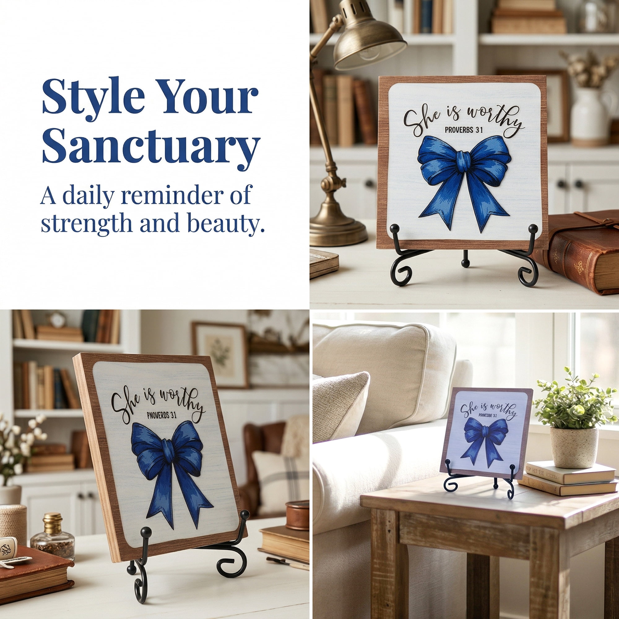 Unique Bargains Extra Stable Desk Sign Gift Square Keepsake Plaque Bow Pattern 3.9in