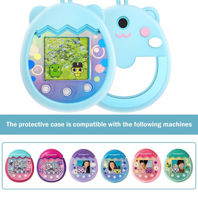 Funda de silicona para máquina de mascotas E con forma de animal de dibujos animados para Tamagotchi Pix (azul)