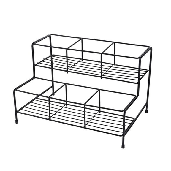 APLVFFZH Syrup Bottle Display Rack 2 Tier Metal Coffee Syrup Organizer Rack Rack for 6 Grids