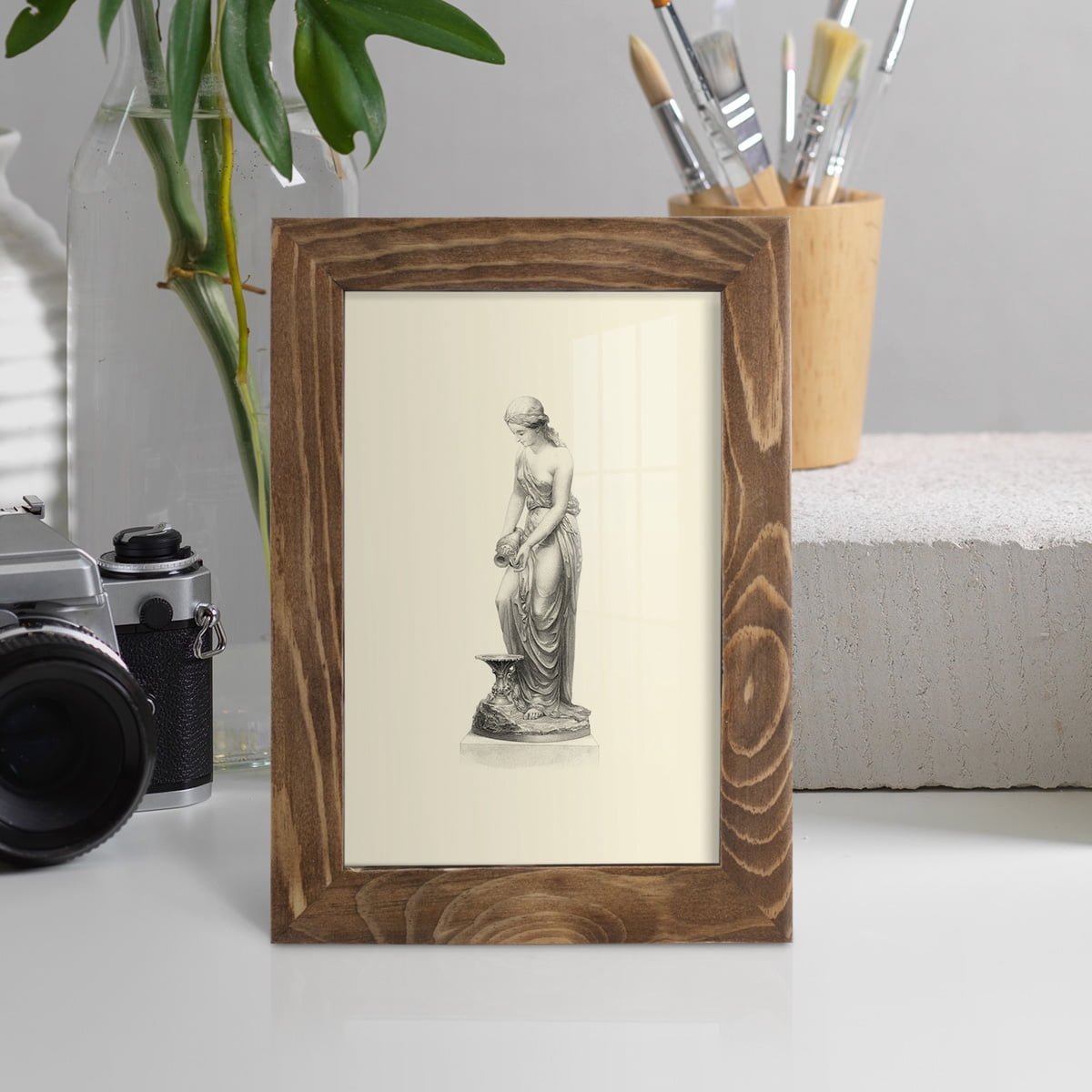 Classical Statuary II -Framed Print w/glass-Walnut