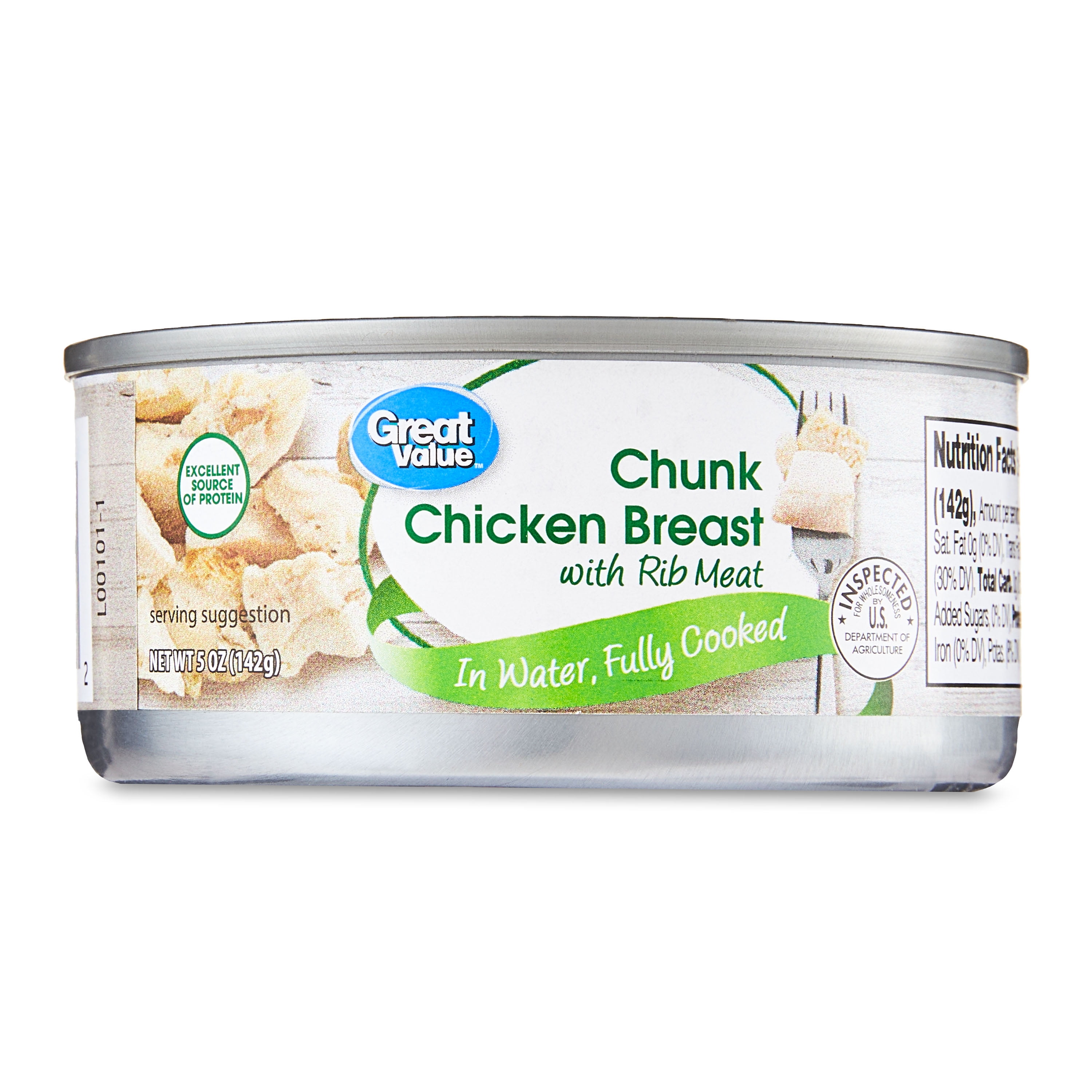 Great Value Chunk Chicken Breast, in Water, 5 oz Can
