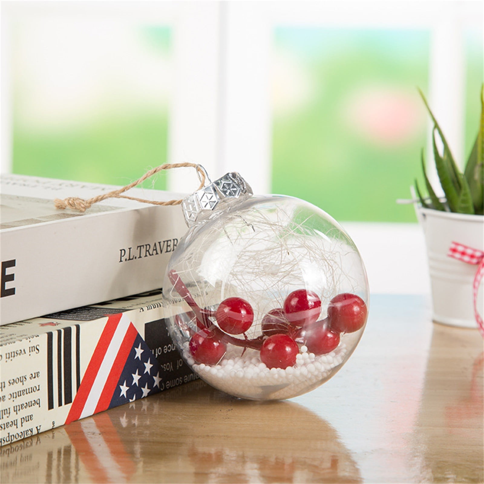 120PCS Clear Plastic Christmas Balls Baubles Sphere Fillable Xmas Tree Ornament 