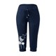 thumbnail image 4 of Gibobby pantalones de vestir mujer cintura alta Pantalones de cintura con cinturón elástico con bolsillos estampados sólidos informales para mujer Pantalones de longitud media (Azul marino, L), 4 of 4