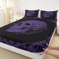 thumbnail image 4 of Homewish Baroque Antique Skull Bed Sheets for Kids, Lavender Mandala Floral Full Size Sheets, 4pcs, 1 Flat Sheet, 1 Fitted Sheet and 2 Pillowcases, 4 of 5
