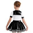 thumbnail image 2 of Moggemol Enfants Filles Marin JK Uniforme Brillant Manches Courtes Col à Revers Ligne A Robe Tutu de Ballet Noir 12, 2 of 6