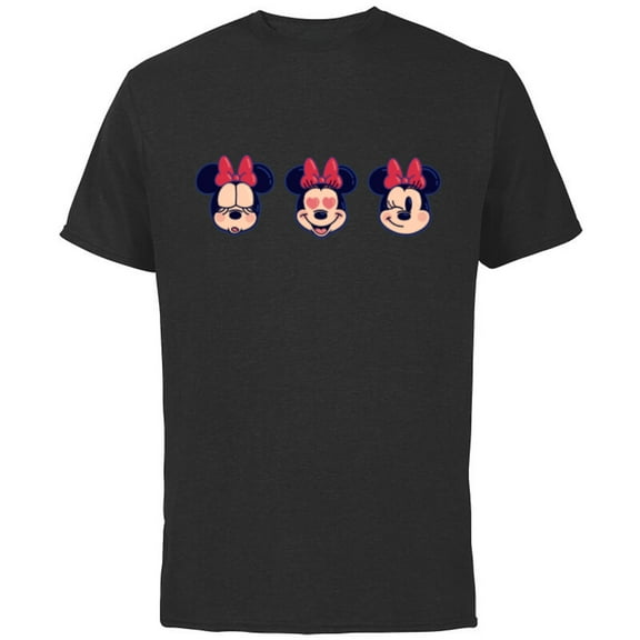Disney Minnie Mouse Emoticon Expressions - Short Sleeve Cotton T-Shirt for Adults - Customized-Black