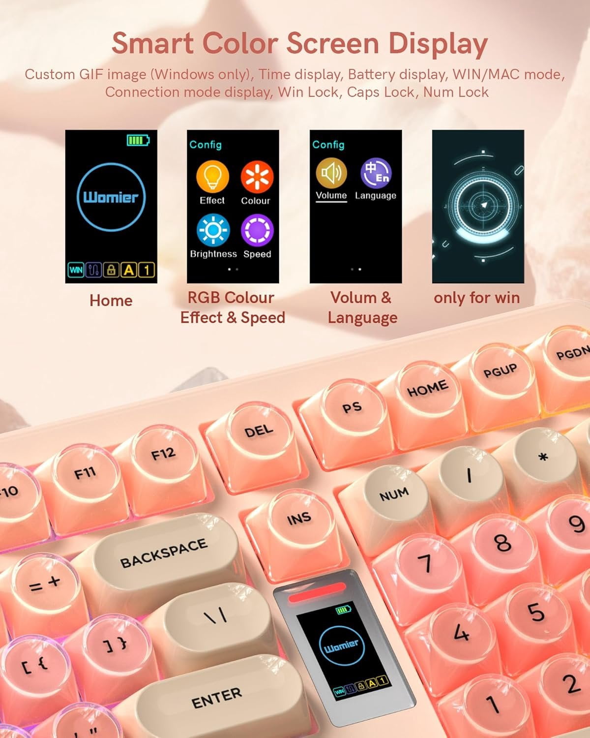 Foundation Mechanical Keyboard,98% Creamy Keyboard Gaming Keyboard,3 Mode with Multimedia Screen,RGB Backlit,Jelly MOA Profile keycaps for Win/,