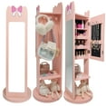 thumbnail image 2 of Ktaxon Kids Jewelry Armoire Cabinet, Freestand Jewelry Organizer with Full Length Mirror, 360° Swivel 3-in-1 Jewelry Cabinet for Girls, Pink, 2 of 8