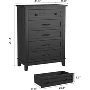 Whizmax 5-Dresser for Bedroom, 41.3 Tall Vertical Drawer Dresser with Storage Freestanding, Wooden Closet Storage Chest for Living Room, Bedroom, Entryway
