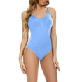 thumbnail image 2 of Viluyesy Womens Thong Shapewear, Tight Fit Tummy Control Seamless Yogo Trainer Bodysuit Blue 3XL, 2 of 6