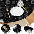 thumbnail image 4 of Black White Sun Moon Planet Star Pattern Round Fitted Tablecloth with Elastic Edge,Dining Table Cover Waterproof,Outdoor Round Tablecloth for Camping,Dining,Indoor and Outdoor, 4 of 7