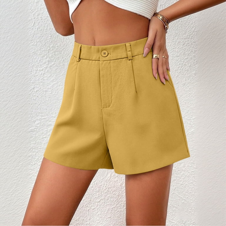 womens plus dress shorts HDE Plus Size Bermuda Shorts Mid Rise 10" Inseam Women's Stretchy Knee  Length Pull On Dress Shorts with Pockets Tummy Control Black - 1X