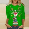 thumbnail image 2 of Funicet Blouses pour Femmes Mode, Blouses pour Femmes, T-Shirt Imprimé de Noël Manches 3/4 Col Rond Décontracté, Blouses pour Femmes Mode, T-Shirts pour Femmes, 2 of 4