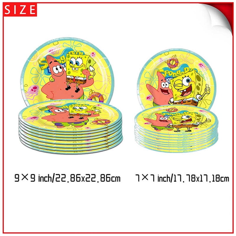 Spongebob Squarepants Party Tableware Set Plates Cup Kit Birthday Supplies Decorations Disposable Dinnerware