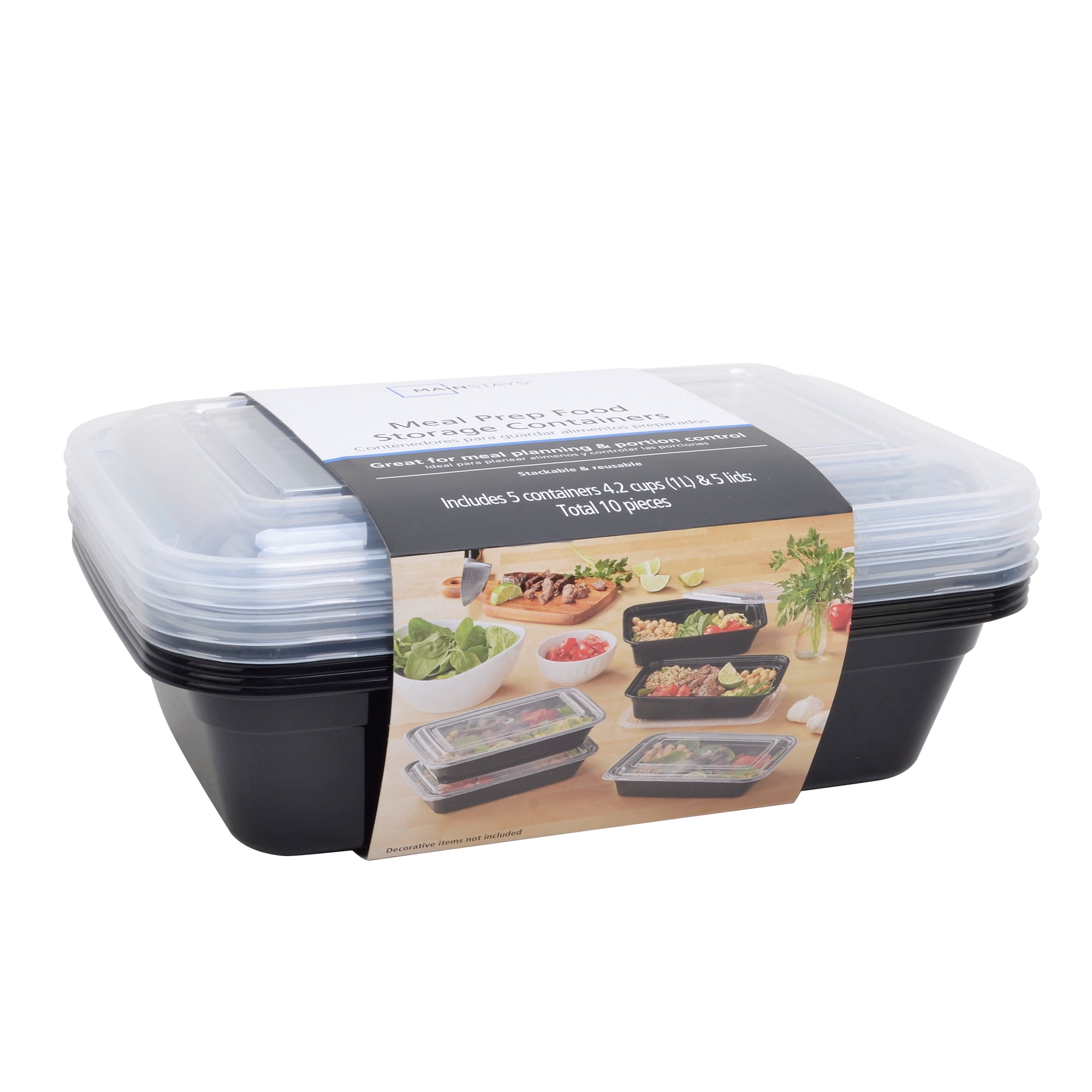 Mainstays Meal Prep Containers, 10 Piece - Walmart.com
