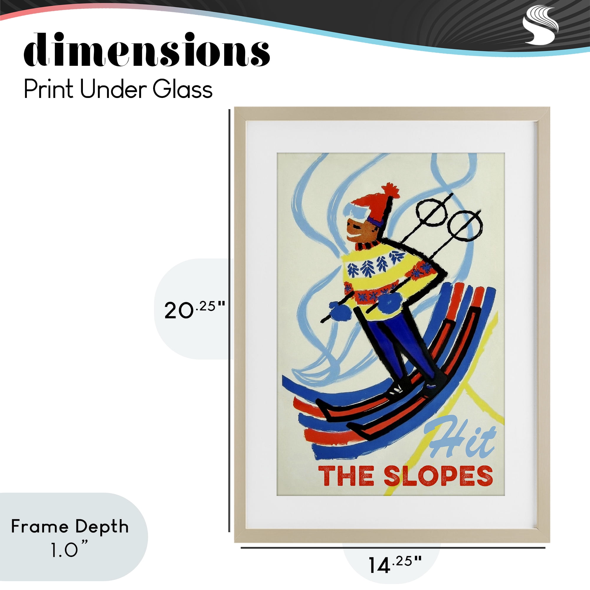 Stupell Industries Vintage Hit The Slopes Birch Framed Print Under Glass, design by Grotto Studios