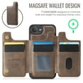 thumbnail image 3 of Dteck for iPhone 16e Magnetic Case with Detachable Wallet Card Holder, Compatible with MagSafe, RFID Blocking Credit Slots Kickstand Shockproof Phone Cover for Women Men,Coffee, 3 of 6