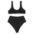thumbnail image 4 of Efsteb Womens Bikini Swimsuits Two Piece Swimsuits Spaghetti Straps Bathing Suit Beach Summer High Waist Bikini Solid Color Swimsuit (Black,L), 4 of 6