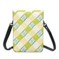 thumbnail image 3 of Leather Portable Mobile Phone Bag Purse Purse Satchels 5.3×7.5in Scratch-Proof Dustproof For Shopping Work Dating Travel Lime Houndstooth Hand-Drawn Sketch_1, 3 of 7