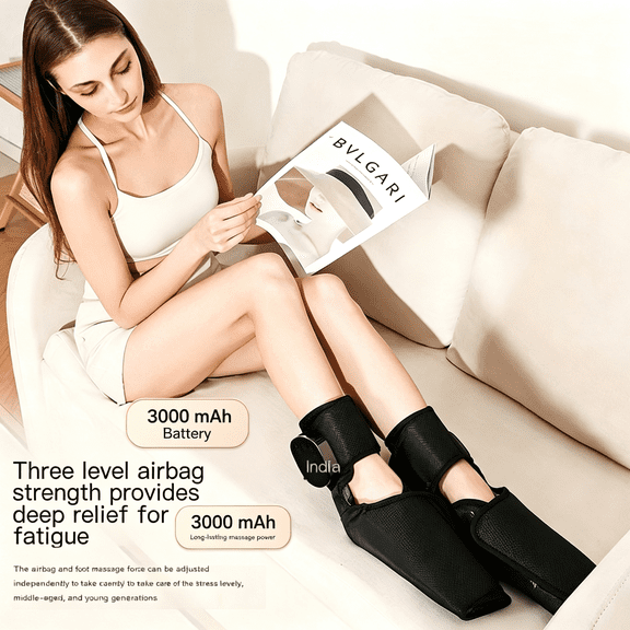 FlareMore Cordless Heated Ankle Massager with Air Compression, Foot & Ankle Massager with 3 Heat Levels, 3 Vibration Modes, Dual Airbag, Rechargeable Foot Wrap,1 Pair
