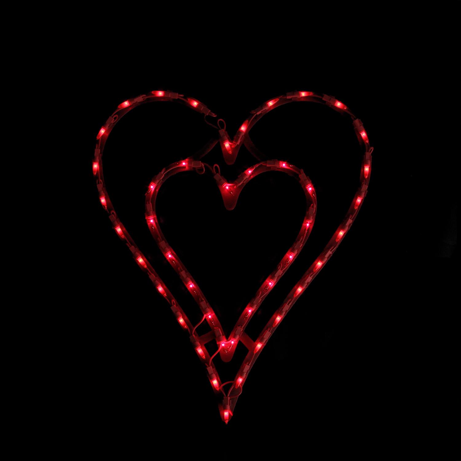 17 Lighted Valentine S Day Double Heart Window Silhouette
