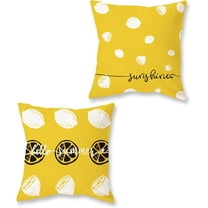 Summer Lumbar Pillow Covers 12x20 Farmhouse Lemon Hello Sunshine Outdoor Throw Pillows Yellow Summer Patio Decorations Cushion Case for Sofa Couch Set of 2