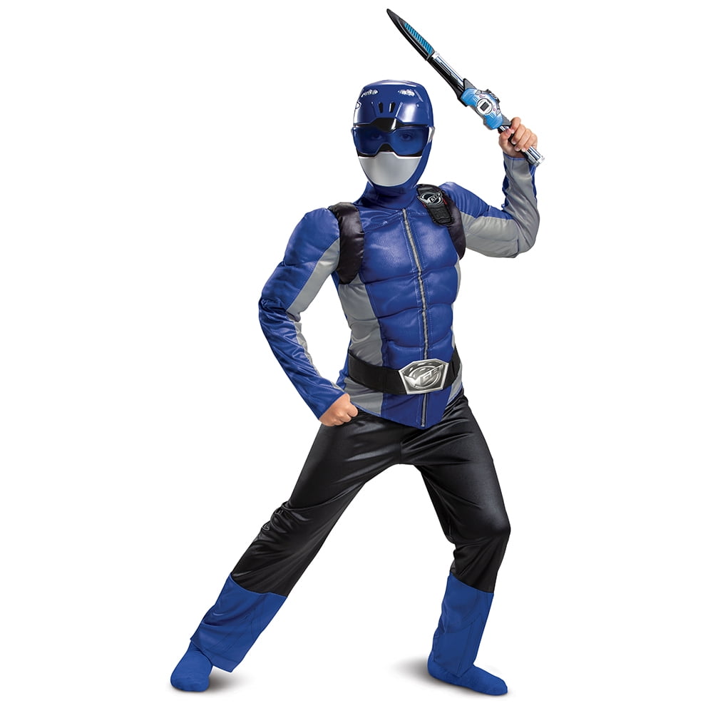 Licenced Kids Beast Morphers Blue Power Rangers Fancy Dress Boys Muscle Costume 