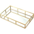 thumbnail image 2 of Gold Mirror Tray, Glass Metal Perfume Tray Dresser Tray Jewelry Tray, Decorative Tray Vanity Makeup Perfume Organizer Tray for Bathroom Bedroom Cosmetics Storage, 2 of 9