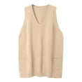 thumbnail image 4 of Beige Cozy Pocket Sweater Vest Women Womens Sleeveless Sweater Vest V Neck Loose Knit Casual Flattering Tunic Top, 4 of 6