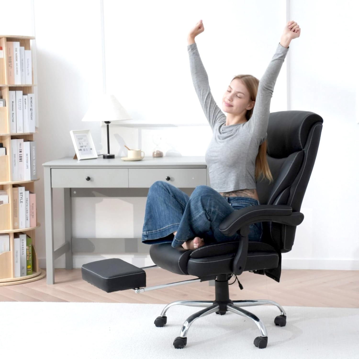 Eliantte Reclining Massage Office Chair with 7 Points Vibration and Wheels, Home Office Desk Chairs, 350lb