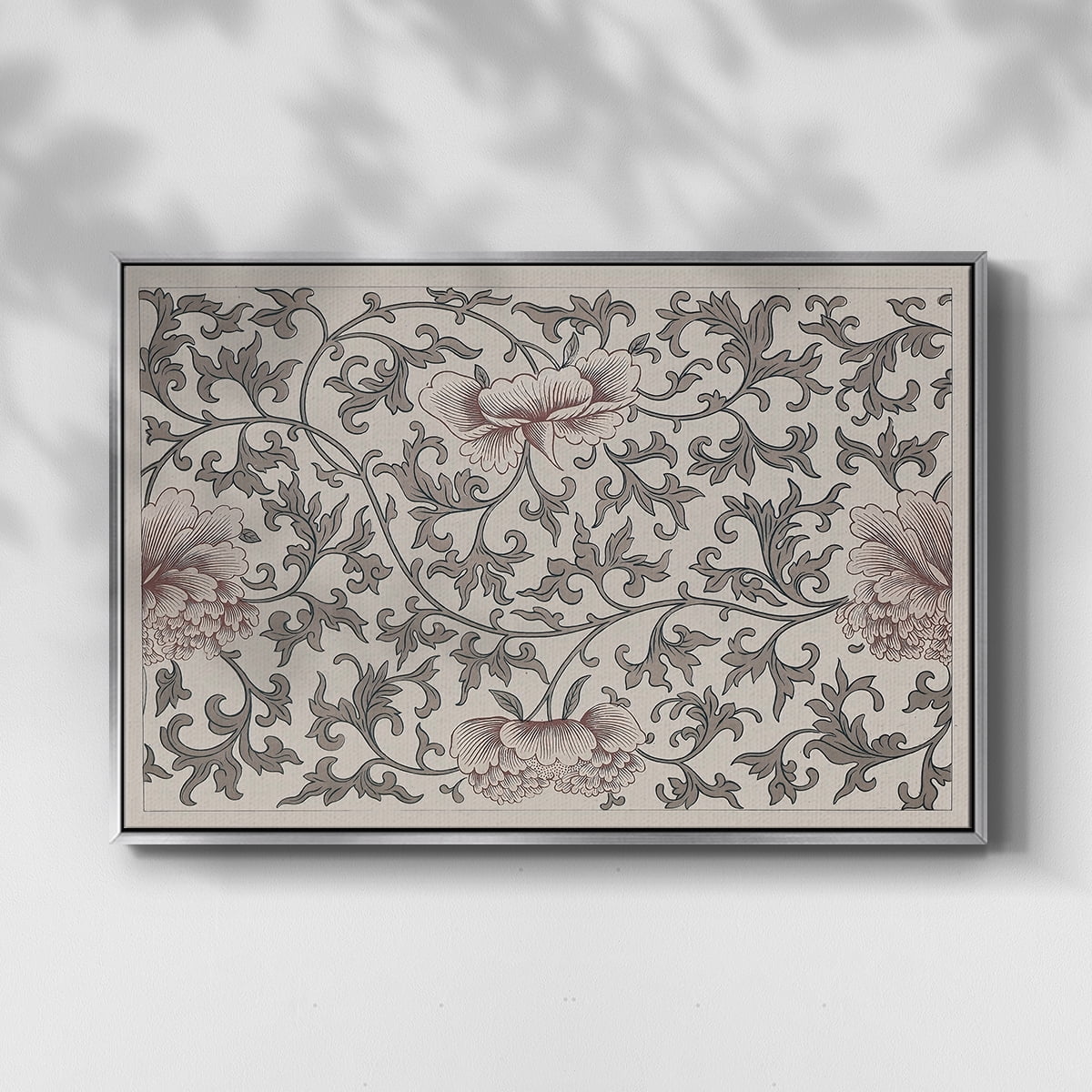 Vintage Abstract Print-XVII Framed in Silver Wood Gallery Wrapped Canvas 27 in. x 41 in.