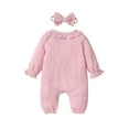 thumbnail image 4 of Bagilaanoe Newborn Baby Girls One-pieces Ruffles Long Sleeve Jumpsuit + Headband 1M 3M 6M Infant Romper Casual Clothing, 4 of 9