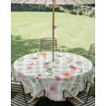 thumbnail image 3 of Spring Floral Table Cloth Round Tablecloth, Pink Flowers Green Plaid Pastoral Waterproof Wrinkleproof Table Cover with Umbrella Hole and Zipper for Party/Dining/Patio/Wedding 54 Inch, 3 of 9