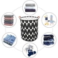 thumbnail image 4 of AUCHEN Laundry Hamper, Large Waterproof Cotton Fabric Laundry Baskets with 2 Handles - 19.7"Hx 15.7"Wx 15.7"L - Dirty Clothes, Kids Baby Toys Organizer (Round - Black W), 4 of 7