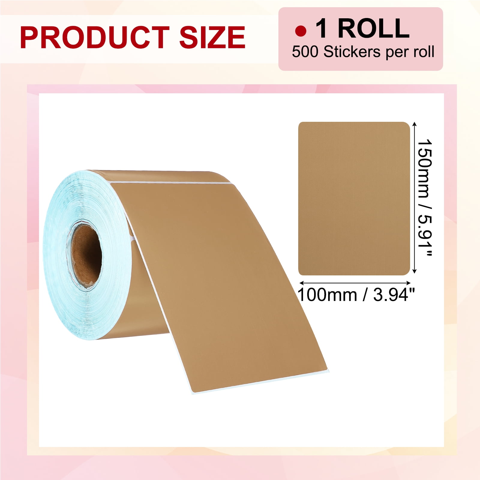 Uxcell 500Pcs Thermal Labels 3.94x5.91" Thermal Printer Labels Stickers Self Adhesive Tags Rectangle Paper Roll Small for Printer Shipping Label Mailing UPS Barcode Address Brown