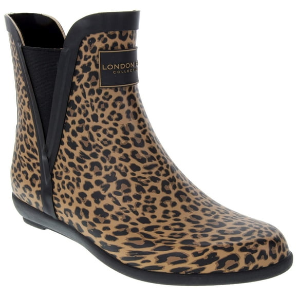 LONDON FOG Womens Piccadilly Rain Boot Leopard 10 M US